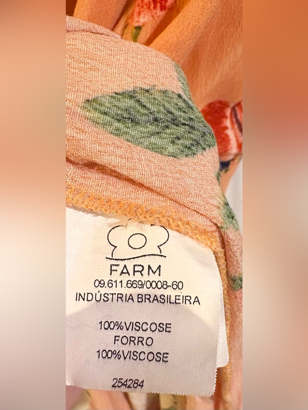 Farm Rio Maxi Dress Tropical Strappy V Neck Sz M Peach Color - For Repair *FLAW* - Picture 6 of 13